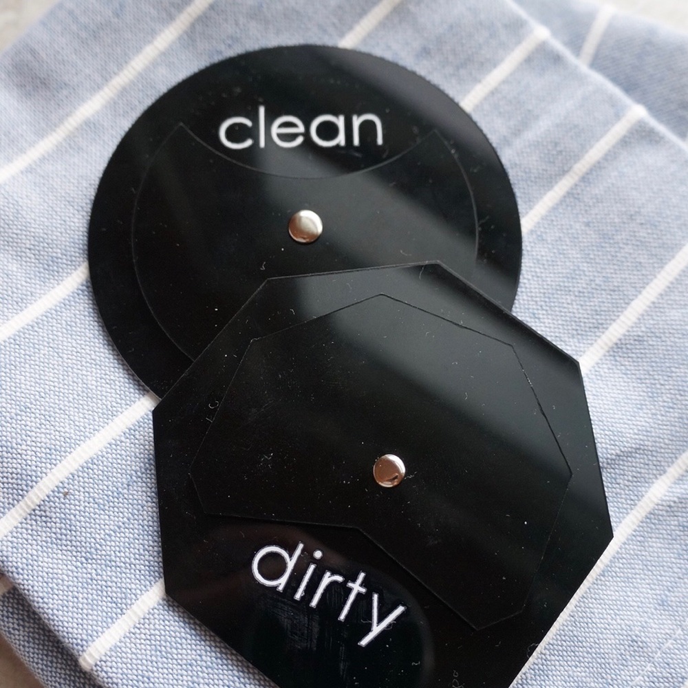 Octagon Clean Dirty Dishwasher Magnet Sign- Black